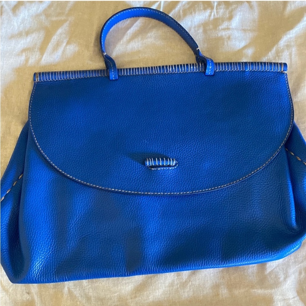Henry Cuir Blue Leather Handbag